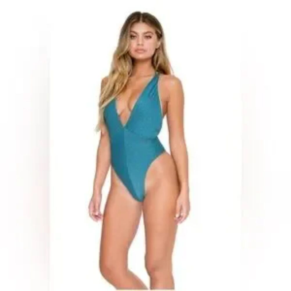 Luli Fama Women's Havana Nights Deep V Reversible Crossed Back One Piece Large